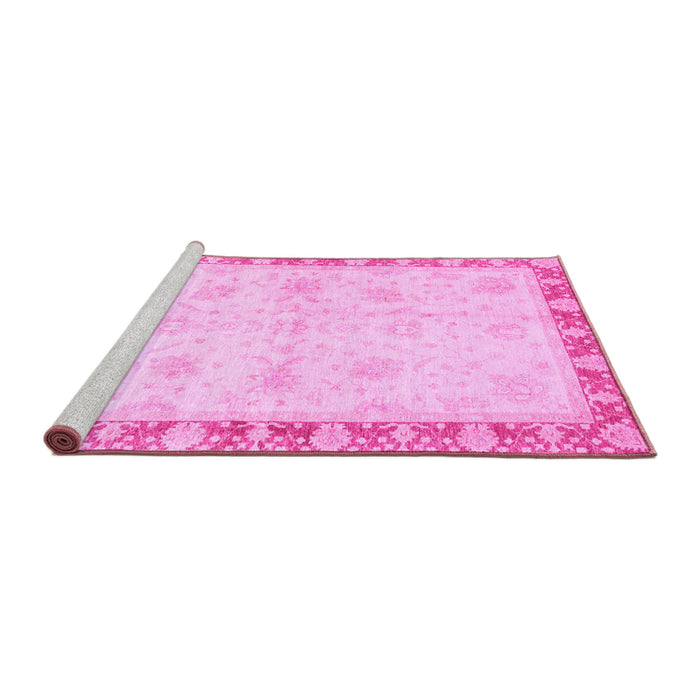 Sideview of Machine Washable Abstract Pink Modern Rug, wshabs3434pnk