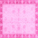 Square Machine Washable Abstract Pink Modern Rug, wshabs3434pnk