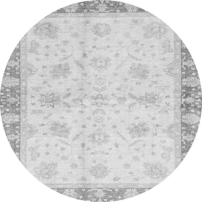 Round Machine Washable Abstract Gray Modern Rug, wshabs3434gry
