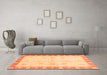 Machine Washable Abstract Orange Modern Area Rugs in a Living Room, wshabs3434org