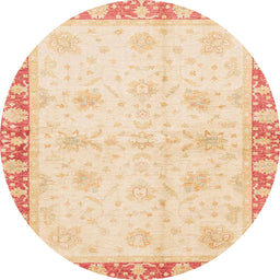 Round Abstract Khaki Gold Modern Rug, abs3434