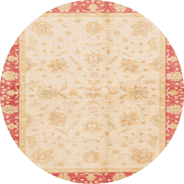Round Abstract Khaki Gold Modern Rug, abs3434