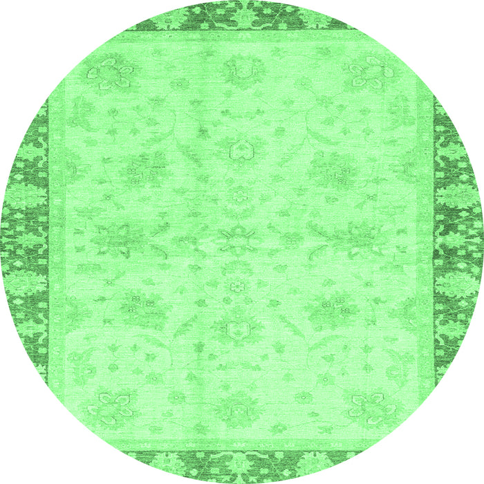 Round Abstract Emerald Green Modern Rug, abs3434emgrn