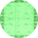 Round Abstract Emerald Green Modern Rug, abs3434emgrn