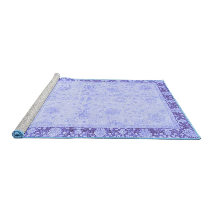 Sideview of Machine Washable Abstract Blue Modern Rug, wshabs3434blu