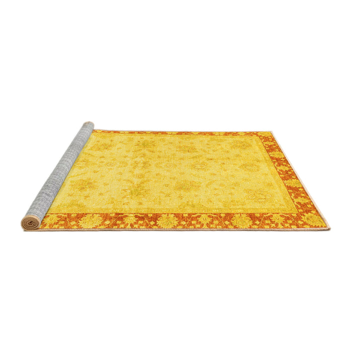Sideview of Machine Washable Abstract Yellow Modern Rug, wshabs3434yw