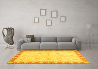 Machine Washable Abstract Yellow Modern Rug, wshabs3434yw