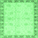 Square Abstract Emerald Green Modern Rug, abs3434emgrn