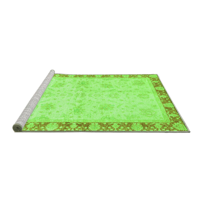 Sideview of Machine Washable Abstract Green Modern Area Rugs, wshabs3434grn