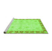 Sideview of Machine Washable Abstract Green Modern Area Rugs, wshabs3434grn