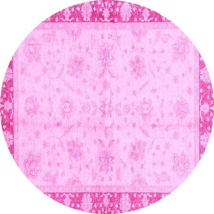 Round Machine Washable Abstract Pink Modern Rug, wshabs3434pnk