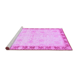 Sideview of Machine Washable Abstract Purple Modern Area Rugs, wshabs3434pur