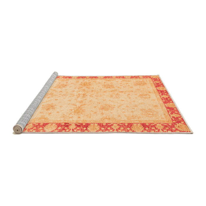 Sideview of Machine Washable Abstract Orange Modern Area Rugs, wshabs3434org