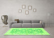 Machine Washable Oriental Green Traditional Area Rugs in a Living Room,, wshabs3435grn