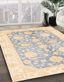 Abstract Sage Green Oriental Rug in Family Room, abs3435