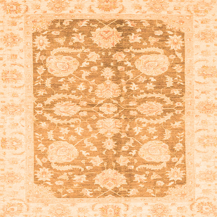 Square Machine Washable Oriental Orange Traditional Area Rugs, wshabs3435org