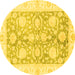 Round Oriental Yellow Traditional Rug, abs3435yw