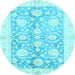 Round Oriental Light Blue Traditional Rug, abs3435lblu