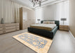 Abstract Sage Green Oriental Rug in a Bedroom, abs3435