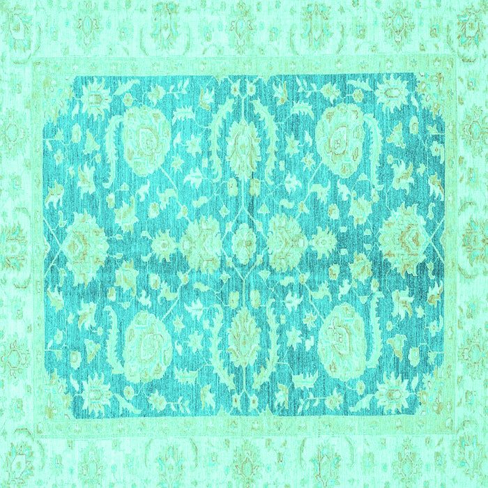 Square Oriental Turquoise Traditional Rug, abs3435turq