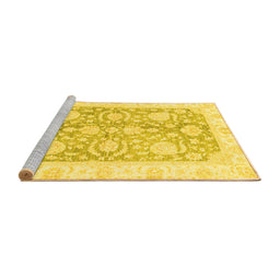 Sideview of Machine Washable Oriental Yellow Traditional Rug, wshabs3435yw