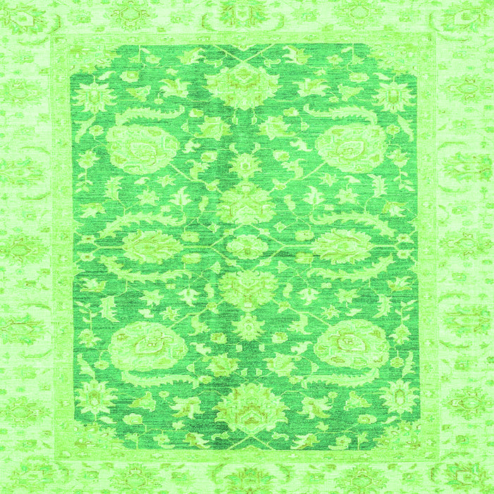 Square Machine Washable Oriental Green Traditional Area Rugs, wshabs3435grn