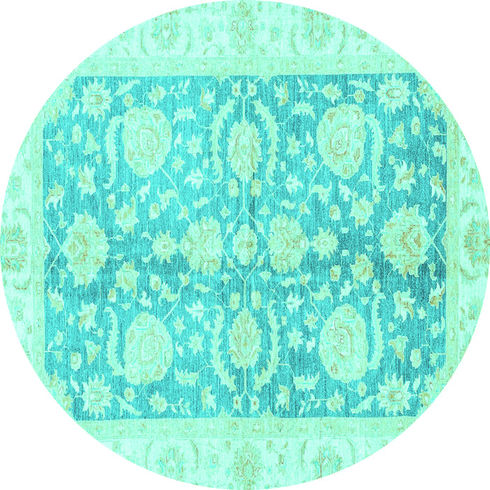 Round Oriental Turquoise Traditional Rug, abs3435turq