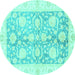 Round Oriental Turquoise Traditional Rug, abs3435turq