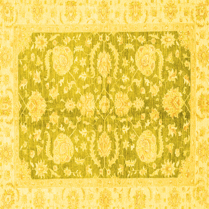 Square Machine Washable Oriental Yellow Traditional Rug, wshabs3435yw