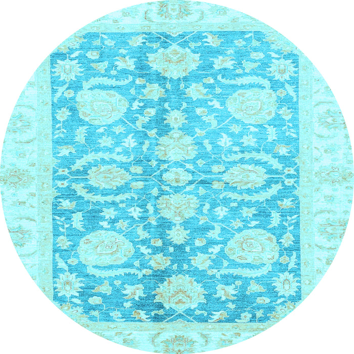 Round Machine Washable Oriental Light Blue Traditional Rug, wshabs3435lblu