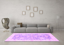 Machine Washable Oriental Purple Traditional Area Rugs in a Living Room, wshabs3435pur