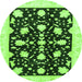 Round Oriental Green Traditional Rug, abs3436grn