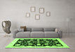 Machine Washable Oriental Green Traditional Area Rugs in a Living Room,, wshabs3436grn