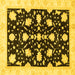 Square Oriental Yellow Traditional Rug, abs3436yw