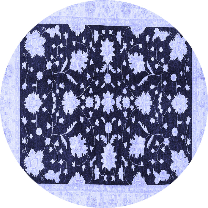 Round Machine Washable Oriental Blue Traditional Rug, wshabs3436blu