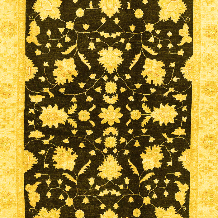 Machine Washable Oriental Yellow Traditional Rug, wshabs3436yw