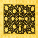 Square Machine Washable Oriental Yellow Traditional Rug, wshabs3436yw