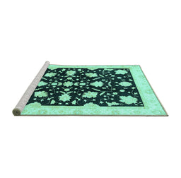 Sideview of Machine Washable Oriental Turquoise Traditional Area Rugs, wshabs3436turq