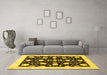Machine Washable Oriental Yellow Traditional Rug in a Living Room, wshabs3436yw