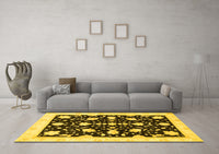 Machine Washable Oriental Yellow Traditional Rug, wshabs3436yw