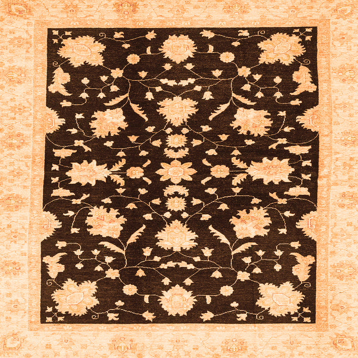 Square Oriental Orange Traditional Rug, abs3436org