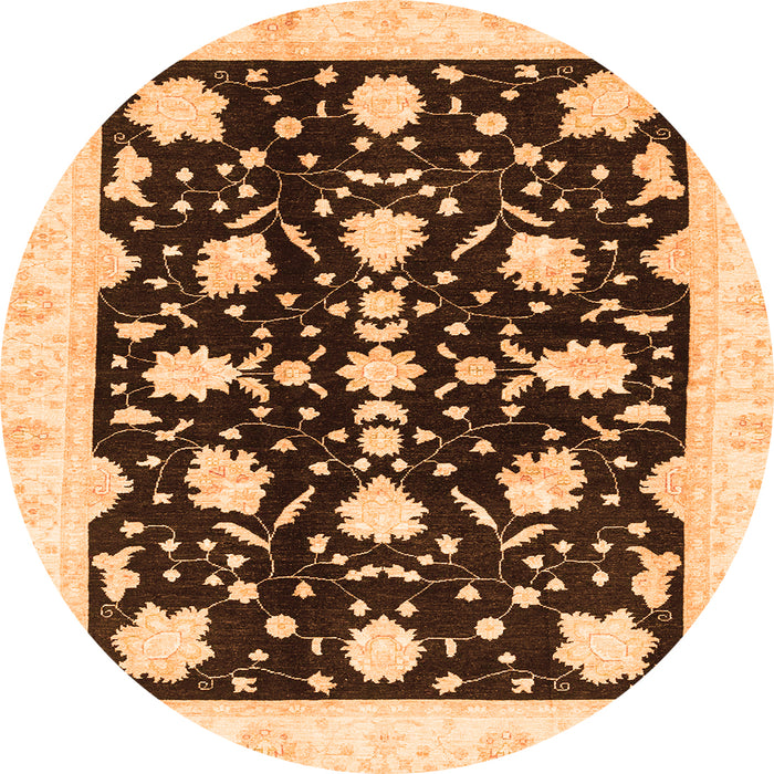 Round Oriental Orange Traditional Rug, abs3436org