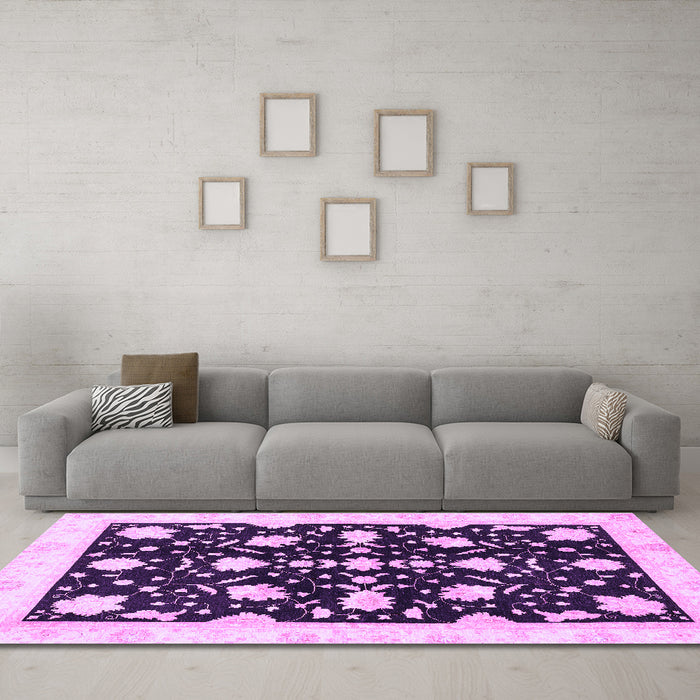 Machine Washable Oriental Purple Traditional Area Rugs in a Living Room, wshabs3436pur