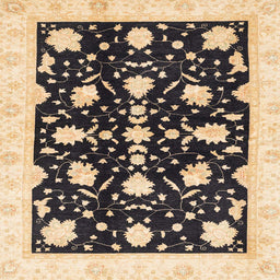 Square Machine Washable Abstract Brown Gold Rug, wshabs3436