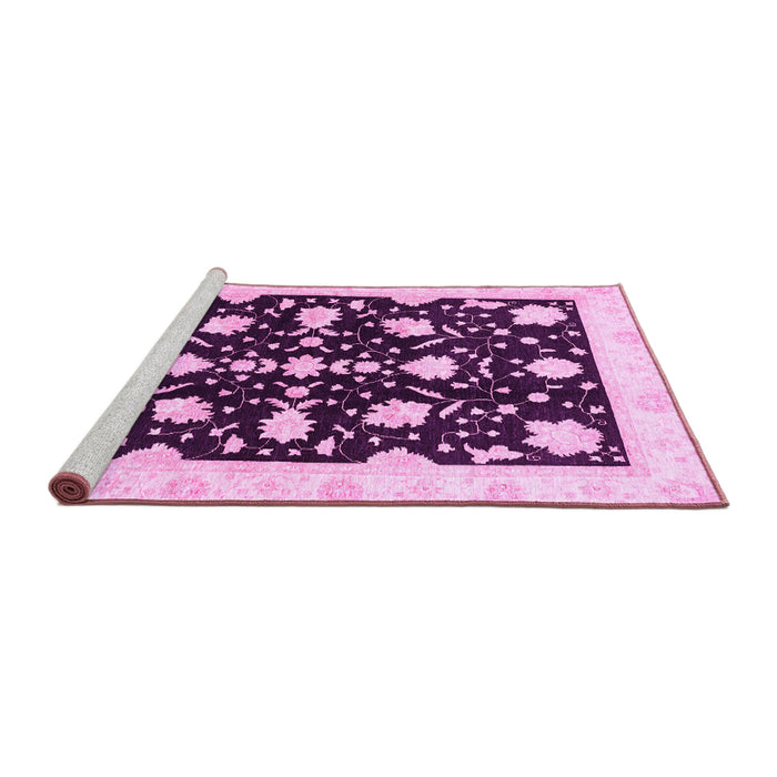 Sideview of Machine Washable Oriental Pink Traditional Rug, wshabs3436pnk