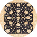 Round Machine Washable Abstract Brown Gold Rug, wshabs3436