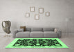 Machine Washable Oriental Emerald Green Traditional Area Rugs in a Living Room,, wshabs3436emgrn
