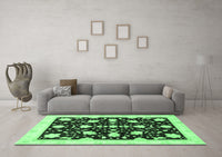 Machine Washable Oriental Emerald Green Traditional Rug, wshabs3436emgrn