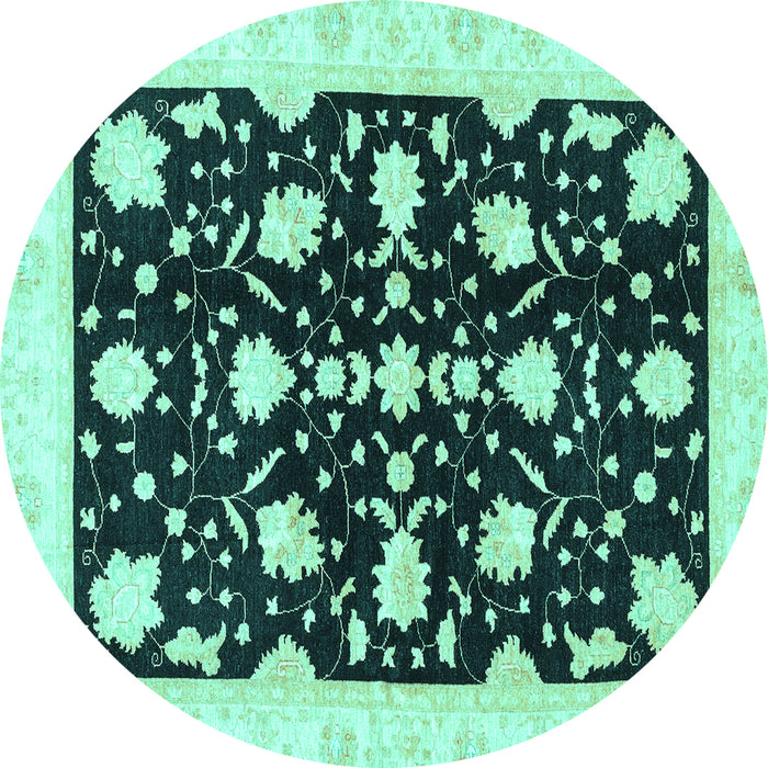 Round Oriental Turquoise Traditional Rug, abs3436turq