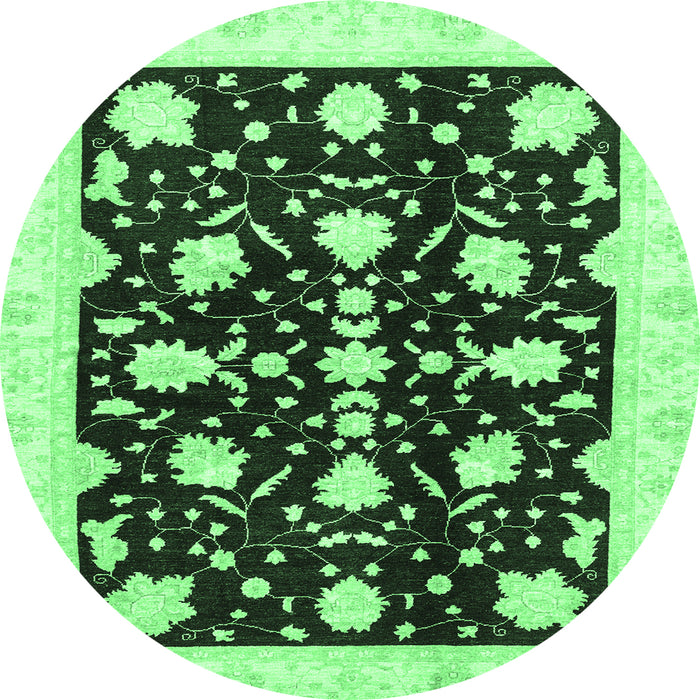 Round Oriental Emerald Green Traditional Rug, abs3436emgrn
